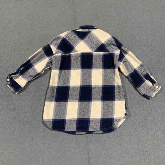Zara Boys Plaid Flannel Shirt Jacket Size 4-5‎ Years Navy Blue Cream 100% Cotton - Picture 5 of 5